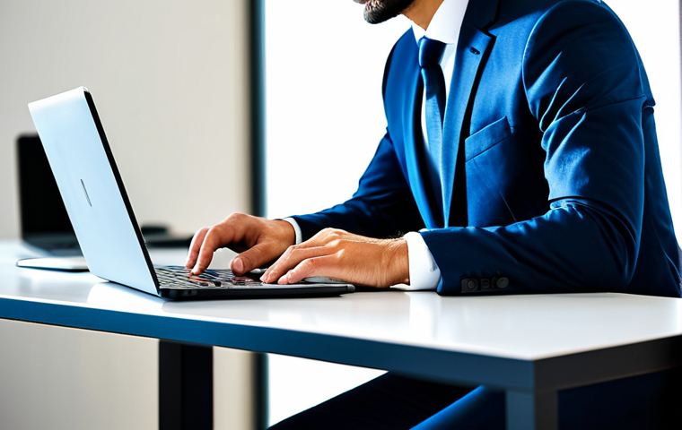 A professional man in a modest business suit, seated at a sleek, minimalist desk in a modern, brightly lit office. His posture is upright and composed, reflecting deep focus. A smartphone is placed face down beside a laptop, indicating digital detachment. The office background is clean and organized, with a subtle wall clock emphasizing time management. The image captures a sense of calm productivity and control. professional photography, ultra-realistic, perfect anatomy, correct proportions, natural pose, well-formed hands, proper finger count, natural body proportions, safe for work, appropriate content, fully clothed, professional.