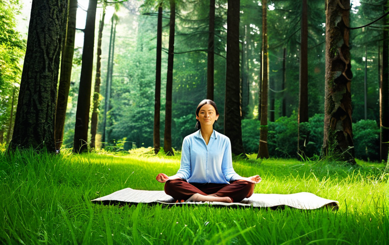 Forest Meditation**

"A serene scene of a woman meditating in a sun-dappled forest clearing, fully clothed in comfortable, modest attire, surrounded by lush greenery and tall trees, safe for work, appropriate content, perfect anatomy, correct proportions, well-formed hands, natural pose, professional quality, family-friendly."

**